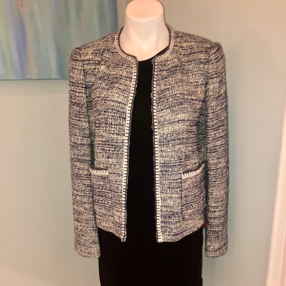 Rebecca Taylor Multi Blue Tweed Jacket 